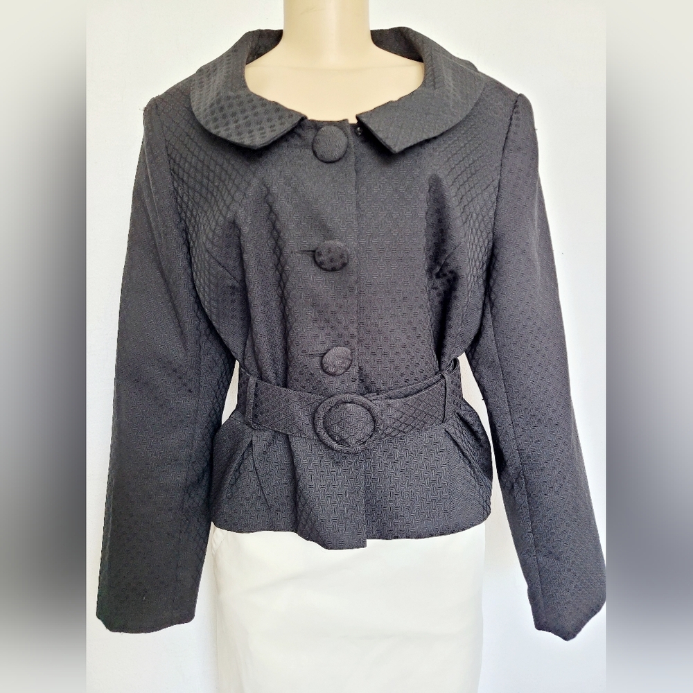 Georgio Sant'Angelo Women Business/Office/Carrer Blazer Jacket Textured Black 18